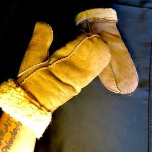 Fur lined suede mittens VINTAGE